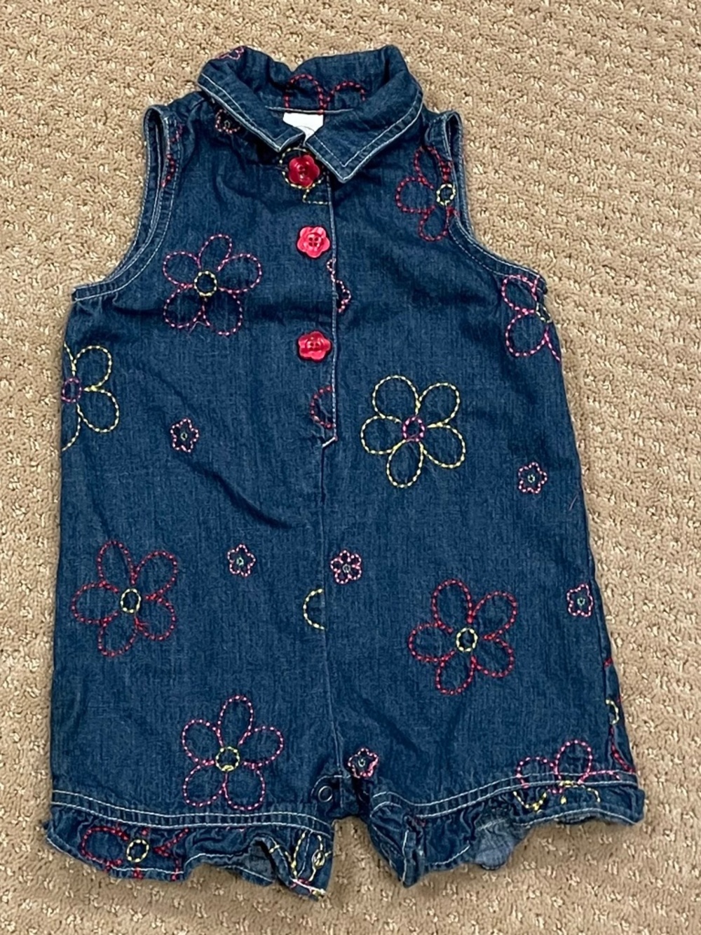 Starting Out Denim Floral Embroidered Romper Sunsuit 24M